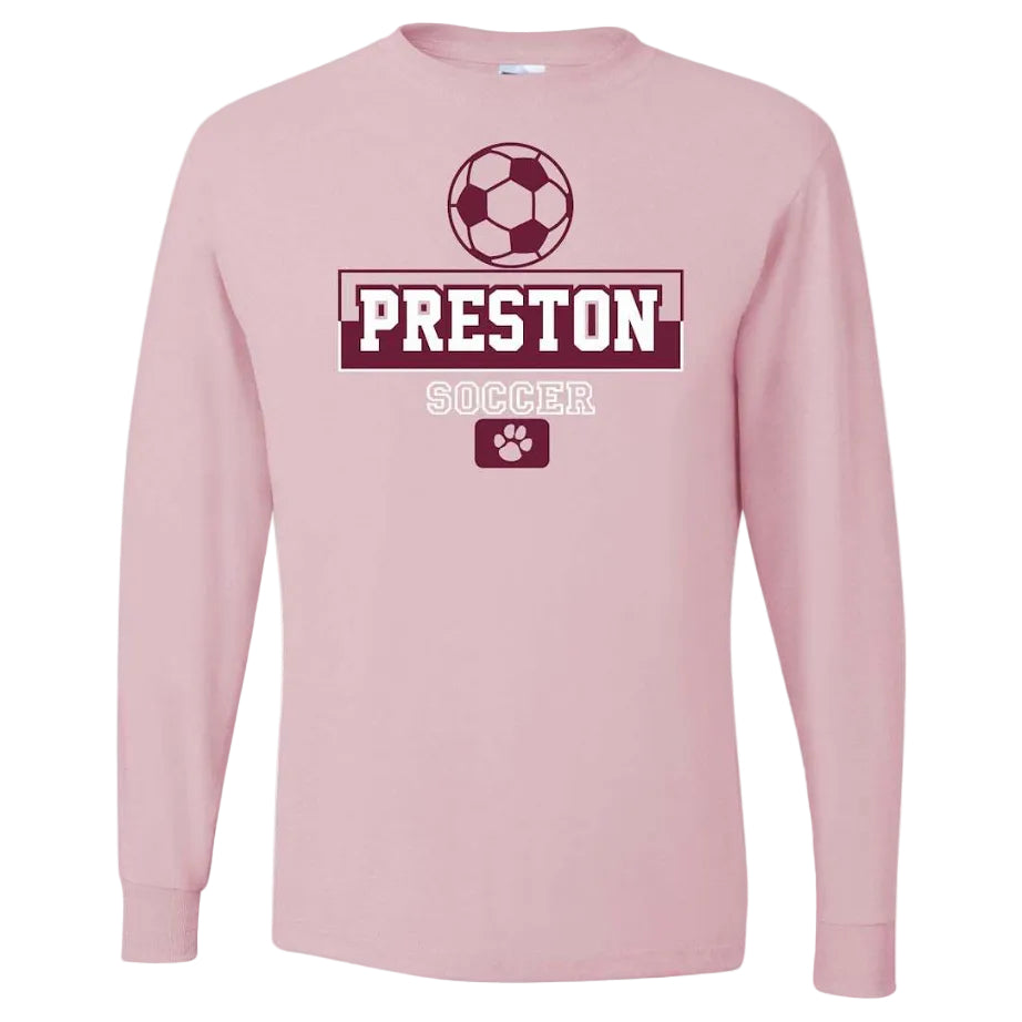 Preston High School Team Long Sleeve T-shirt w/ Soccer Logo 