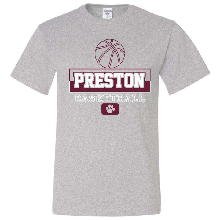 Preston High School Team Short Sleeve T-Shirt w/ Basketball Logo 