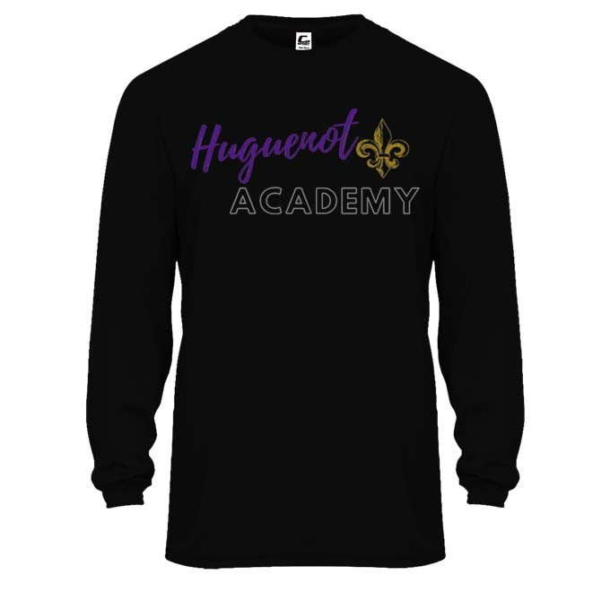 Huguenot Academy Spirit Performance Long Sleeve T-shirt w/ Logo 