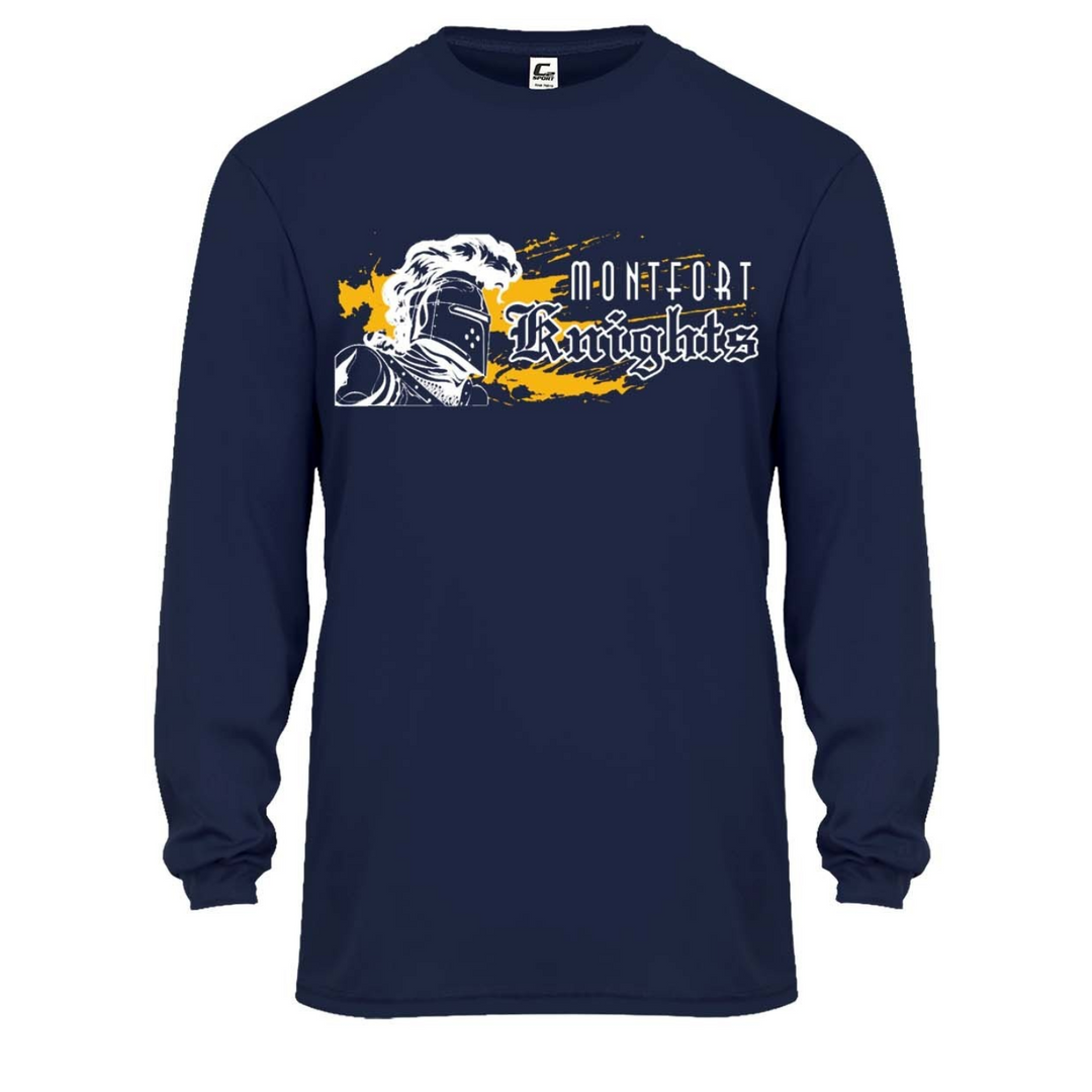 The Montfort Academy Spirit Performance Long Sleeve T-shirt w/ Iron Helm Logo 