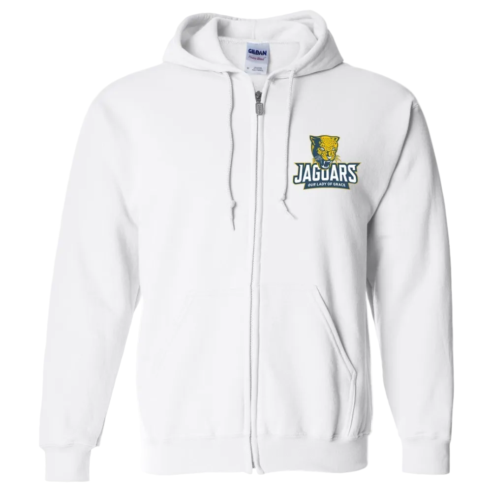 Our Lady of Grace School Spirit Zip Hoodie w/ Full Color Jaguar Logo 