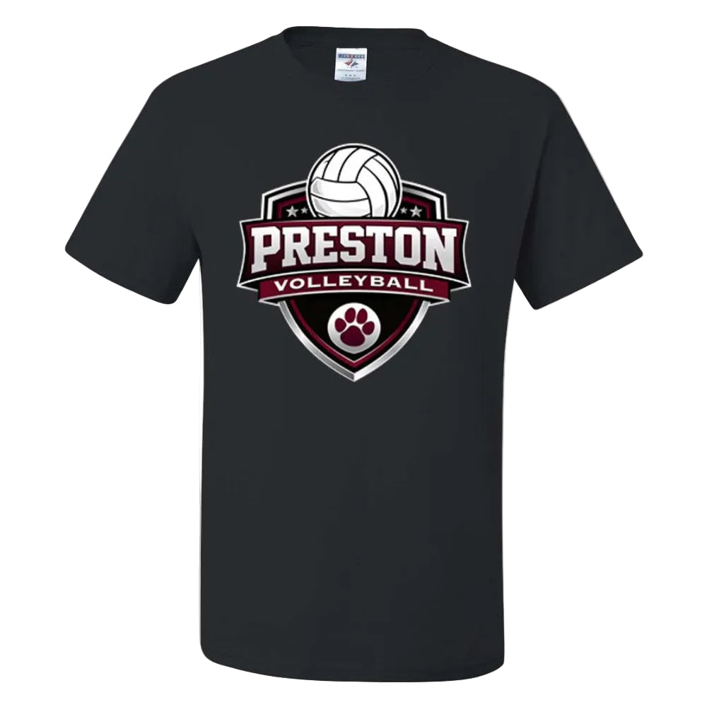 Preston High School Team Short Sleeve T-Shirt w/ Volleyball Logo 