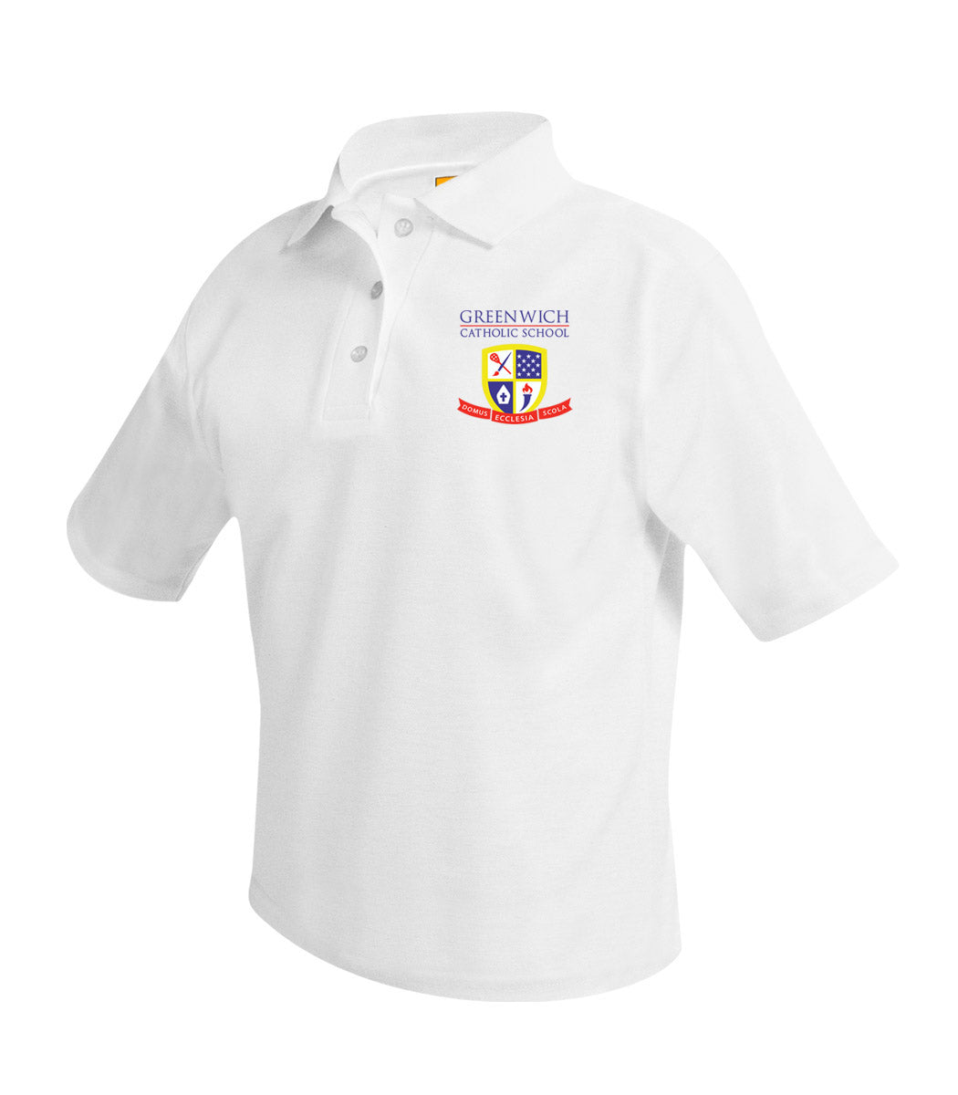 Greenwich Catholic School Performance White Short Sleeve Polo