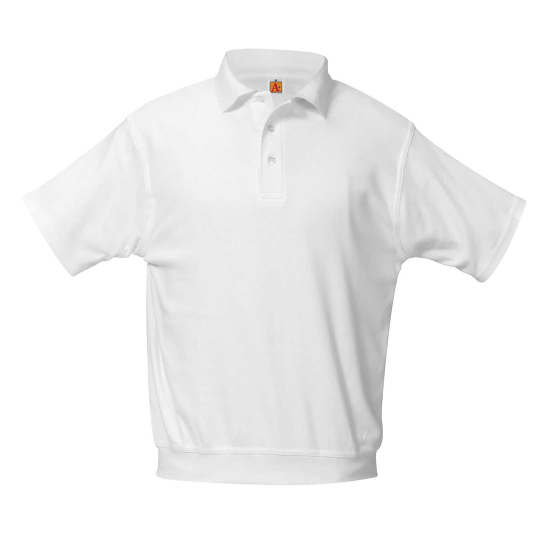 Jersey White Knit Short Sleeve Polo Overshirt