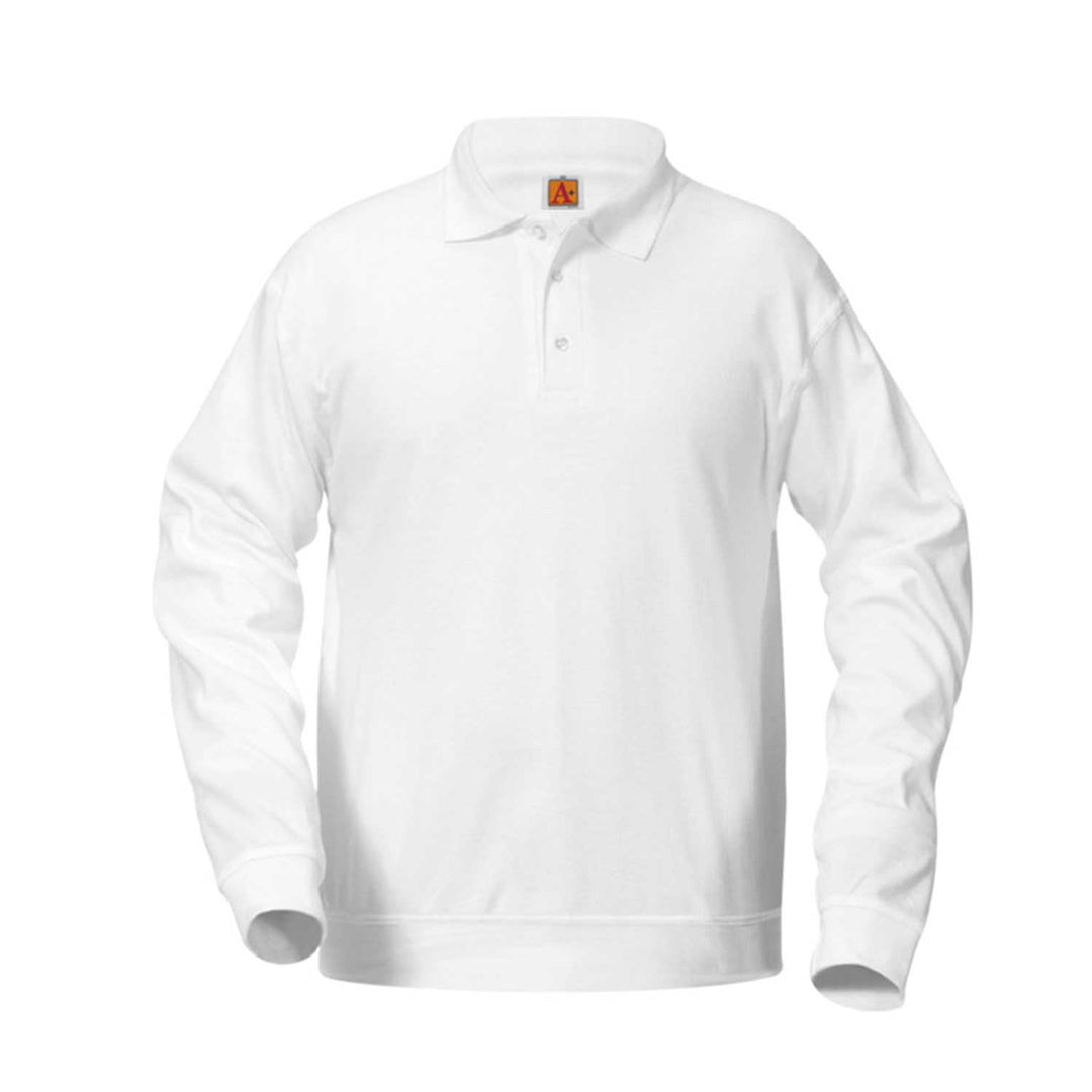 Jersey White Knit Long Sleeve Polo Overshirt