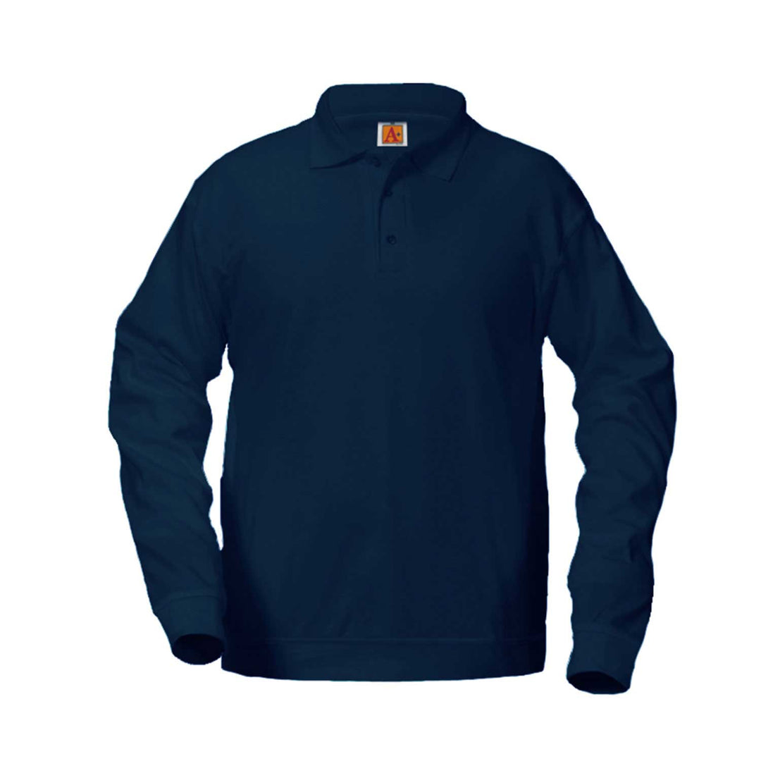 Jersey Dark Navy Knit Long Sleeve Polo Overshirt
