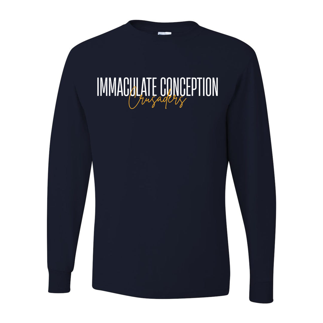Immaculate Conception School Spirit Long Sleeve T-Shirt w/ Crusaders Logo 