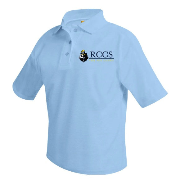Rutherford County Christian Light Blue Short Sleeve Polo w/ Logo