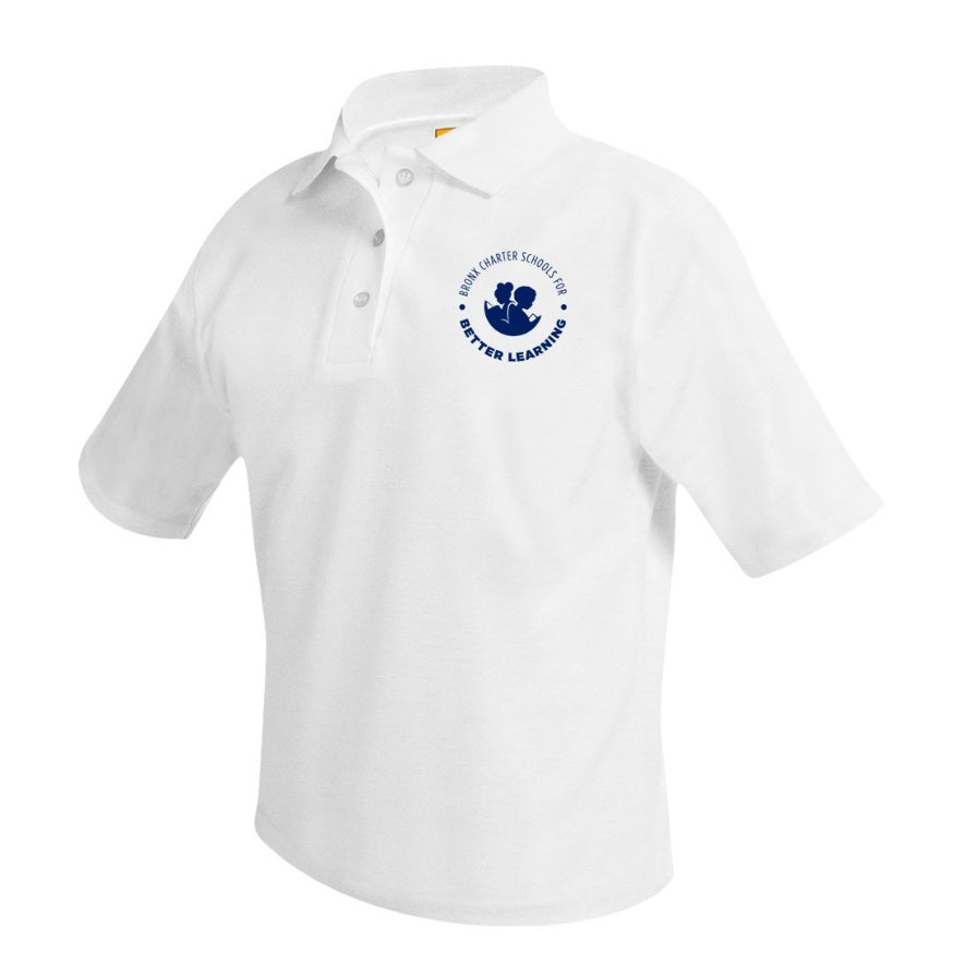 Bronx Charter for Better Learning School White Short Sleeve Polo w/ Logo