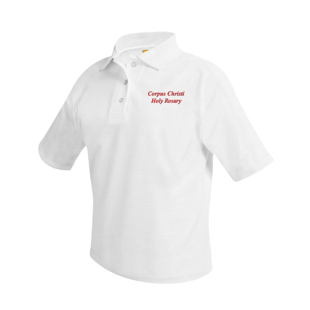 Corpus Christi-Holy Rosary School White Short Sleeve Polo w/ Logo