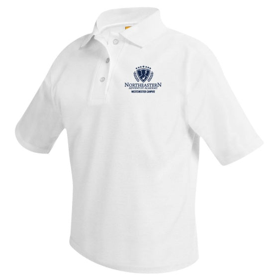 Northeastern Adventist Academy White Short Sleeve Polo w/ Logo