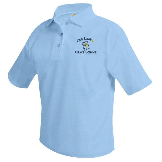 Our Lady of Grace School Light Blue Short Sleeve Polo w/ Logo