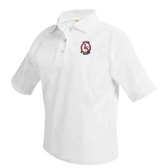 Our Lady of Sorrows School White Short Sleeve Polo w/ Logo