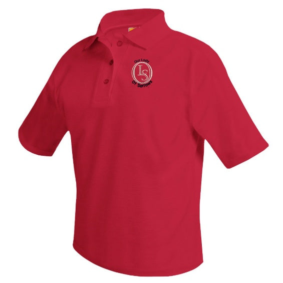 Our Lady of Sorrows School Red Short Sleeve Polo w/ Logo