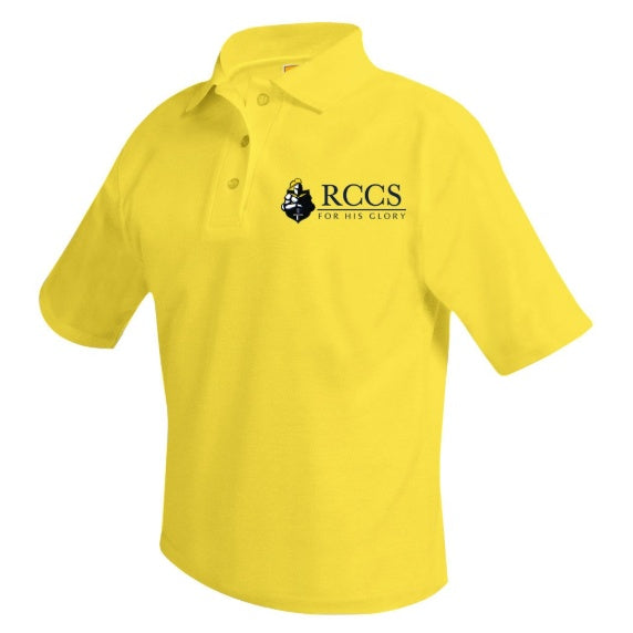 Rutherford County Christian School Yellow Short Sleeve Polo w/ Logo