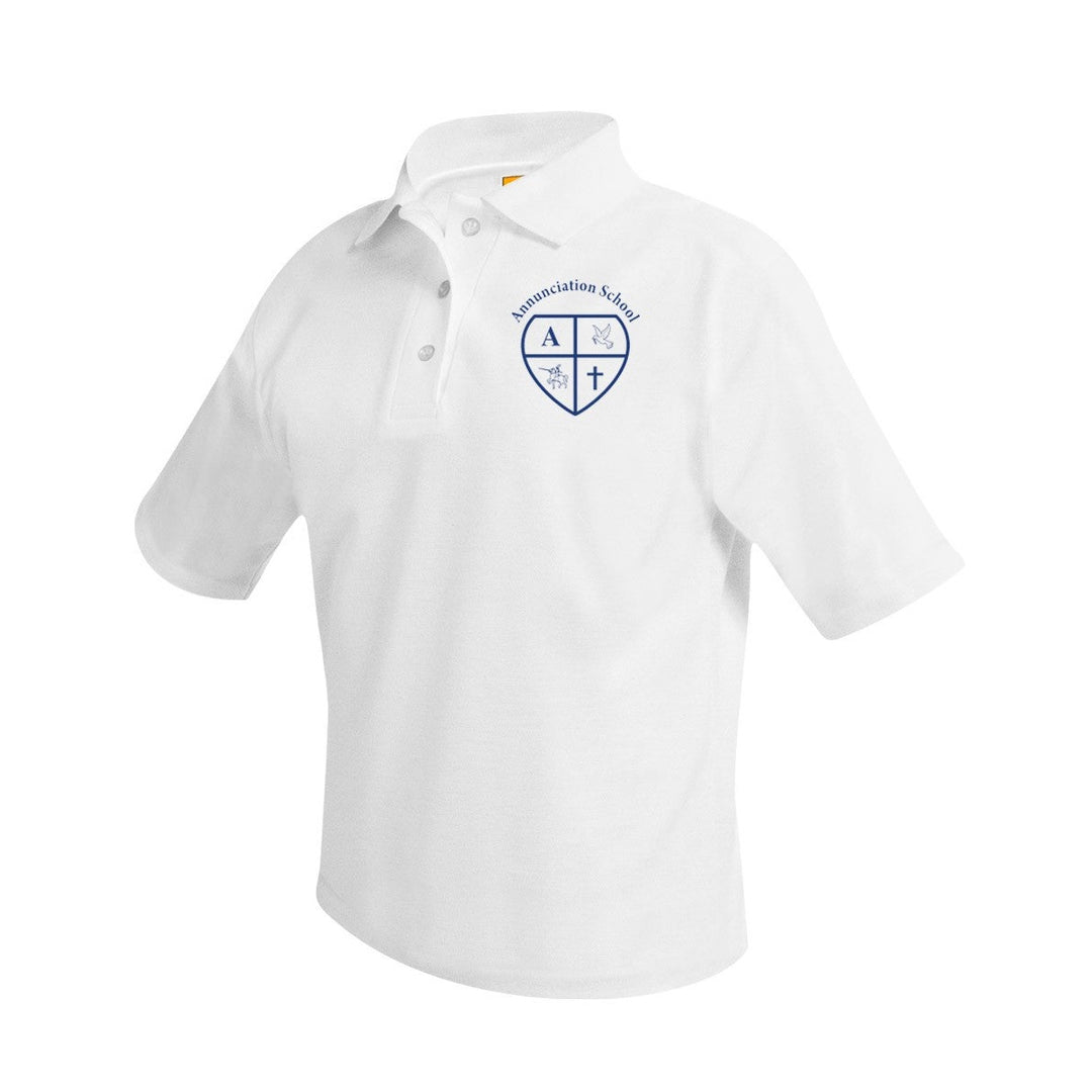 Annunciation School White Short Sleeve Polo w/ Logo