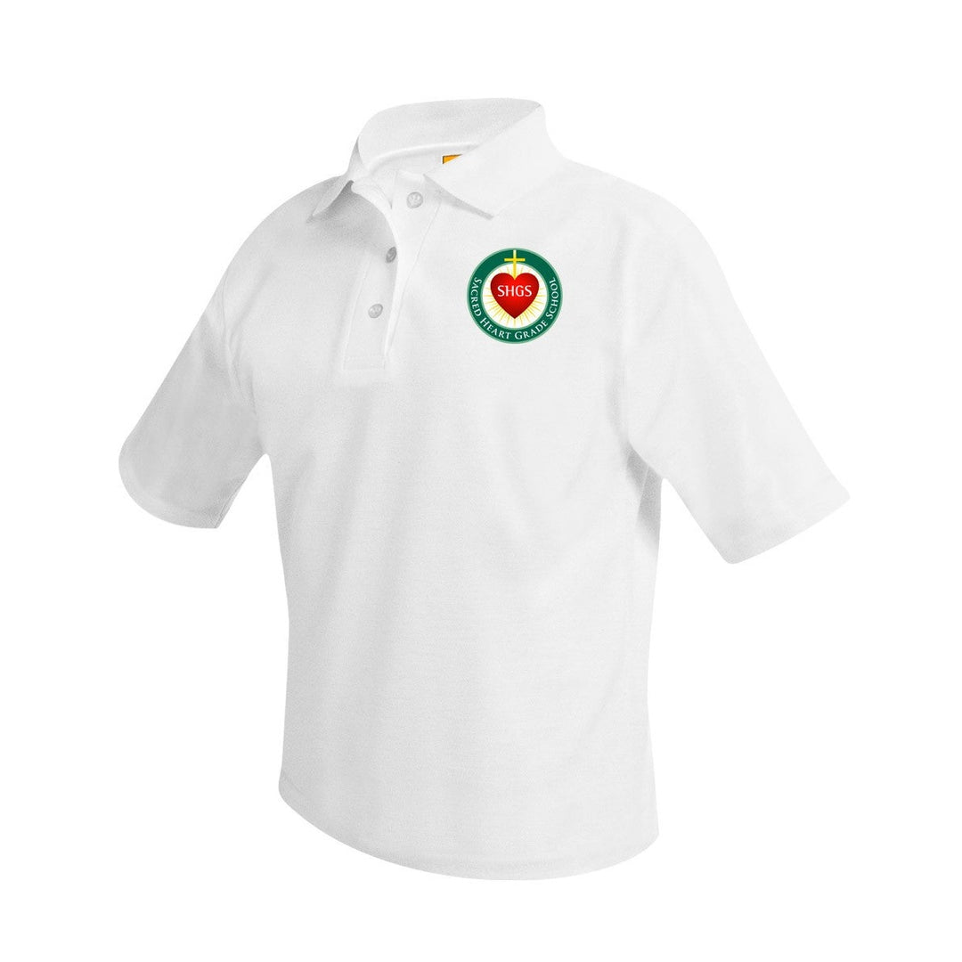 Sacred Heart Grade School White Short Sleeve Polo w/ Logo