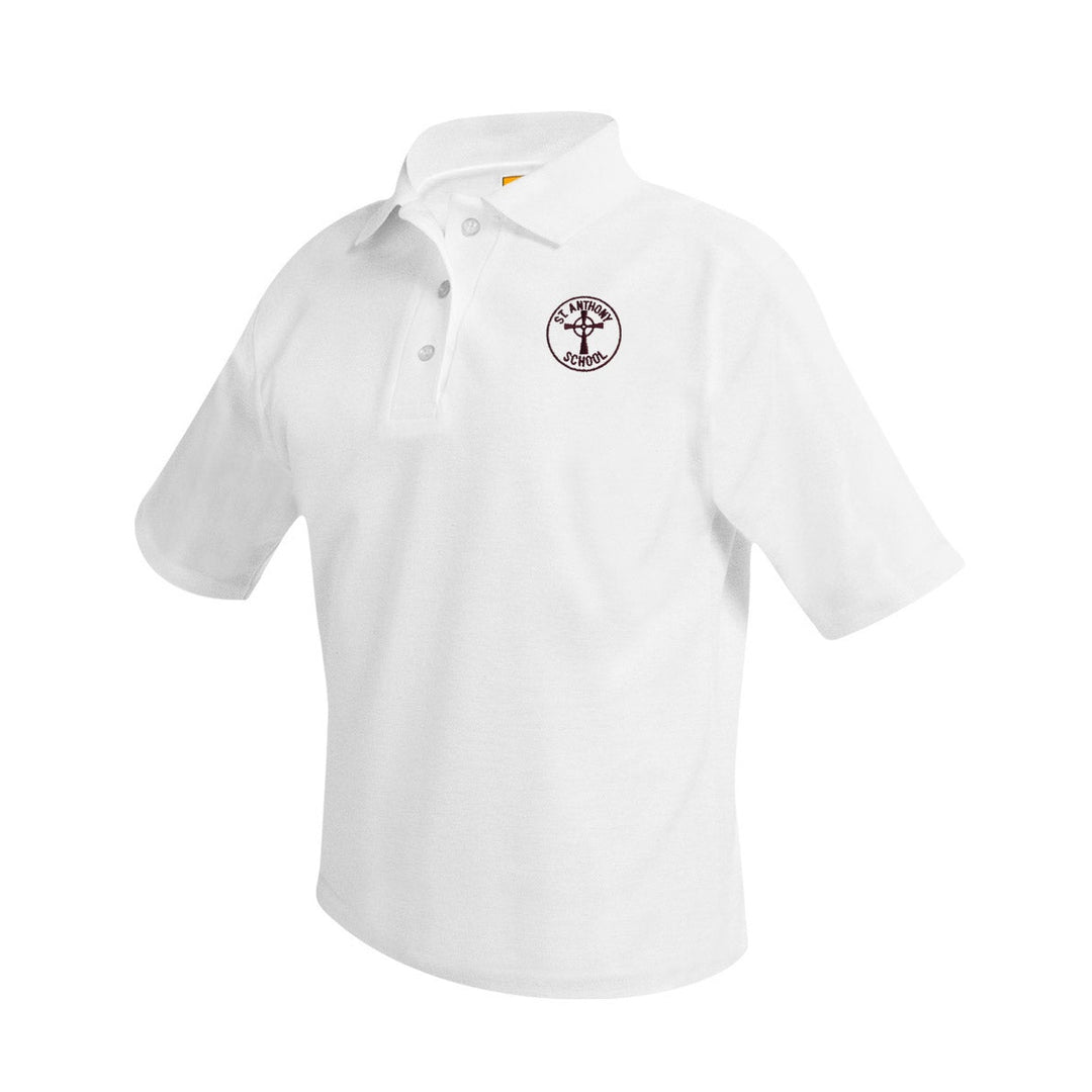 St. Anthony School White Short Sleeve Polo w/ Logo
