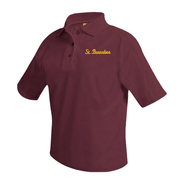 St. Barnabas Elementary School Wine Short Sleeve Polo w/ Logo