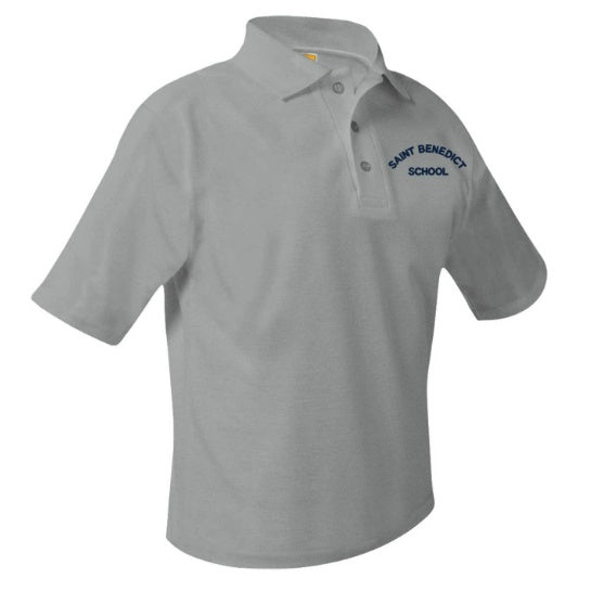 St. Benedict School Ash Short Sleeve Polo w/ Logo