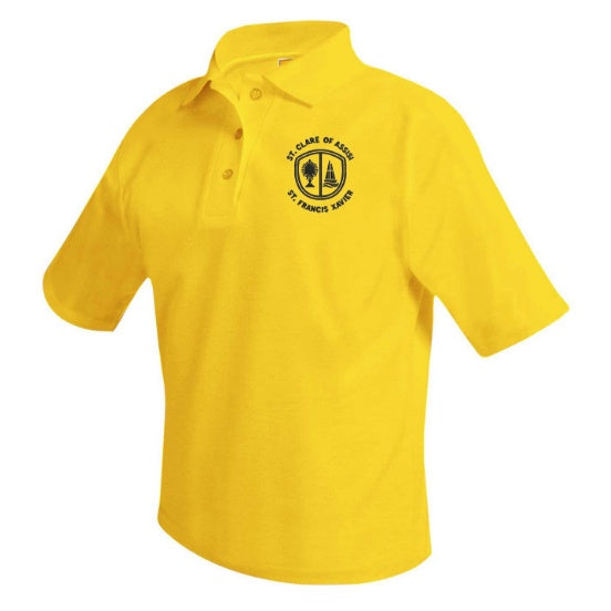 St. Clare of Assisi- St. Francis Xavier School Maize Short Sleeve Polo w/ Logo