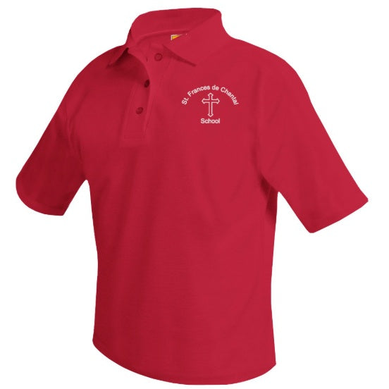 St. Frances de Chantal School Red Short Sleeve Polo w/ Logo