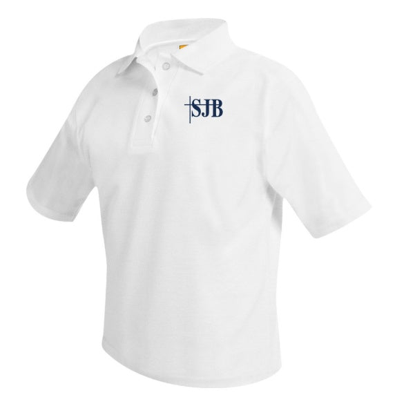St. John the Baptist School White Short Sleeve Polo w/ Logo