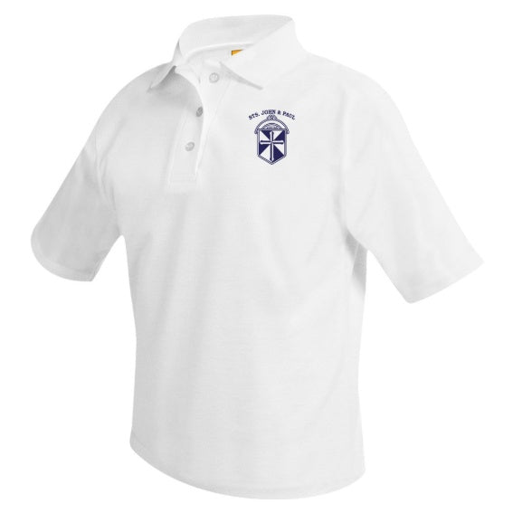 Sts. John and Paul School White Short Sleeve Polo w/ Logo