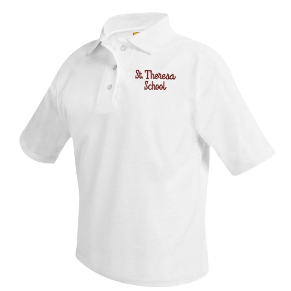 St. Theresa School White Short Sleeve Polo w/ Logo