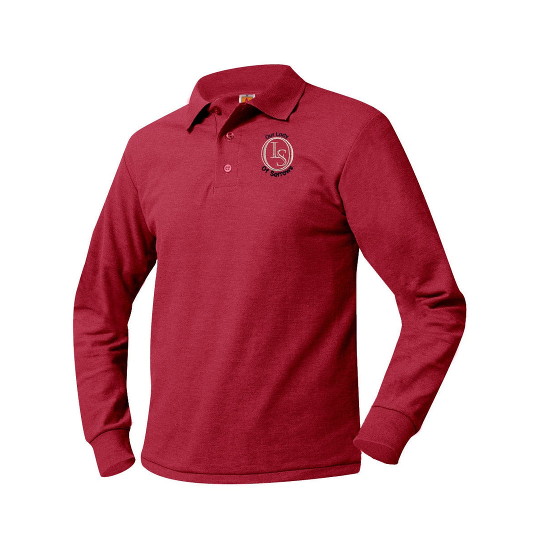 Our Lady of Sorrows School Red Long Sleeve Polo w/ Logo