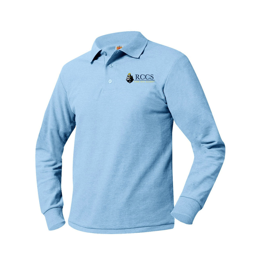 Rutherford Country Christian School Light Blue Long Sleeve Polo w/ Logo