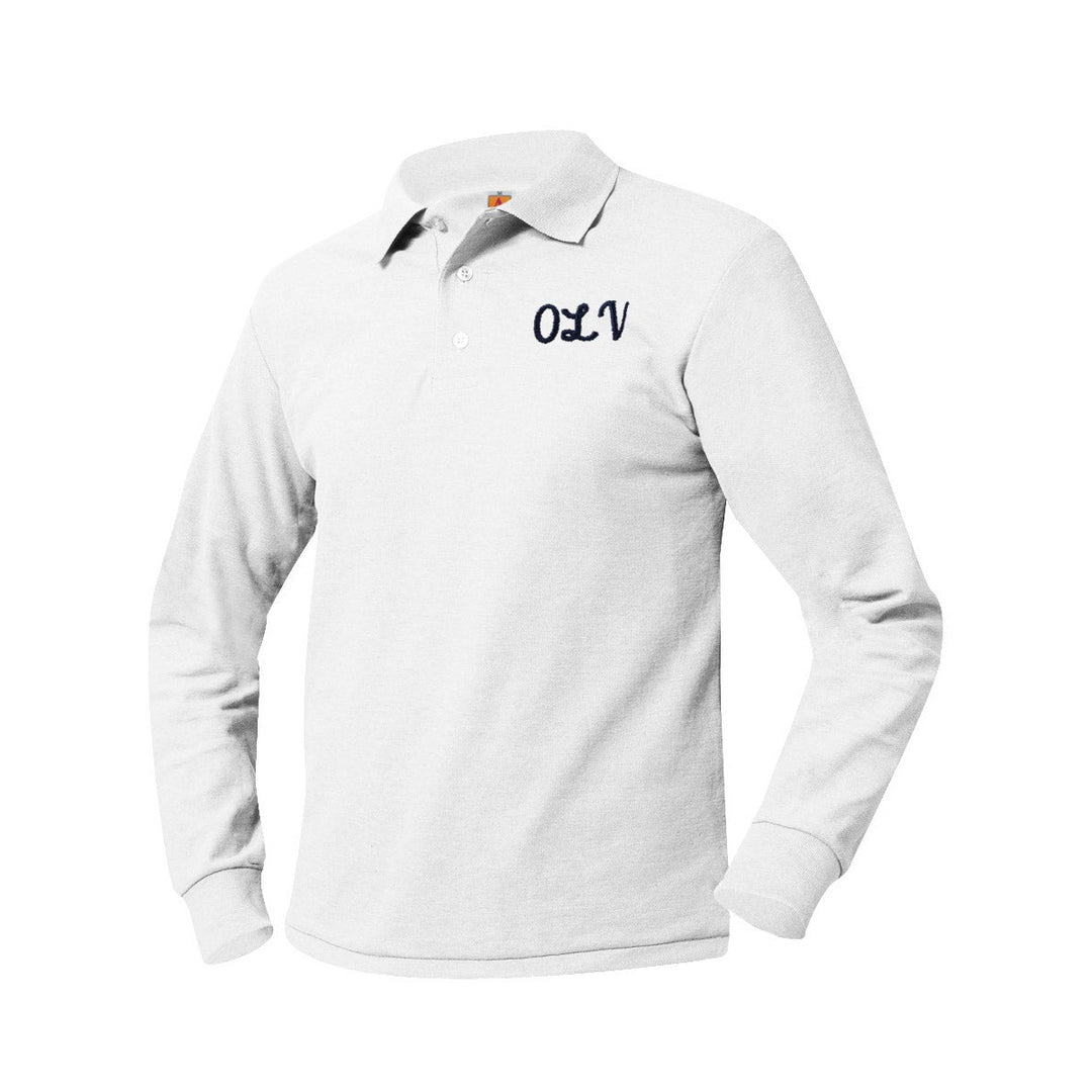 Our Lady of Victory School White Long Sleeve Polo w/ Logo