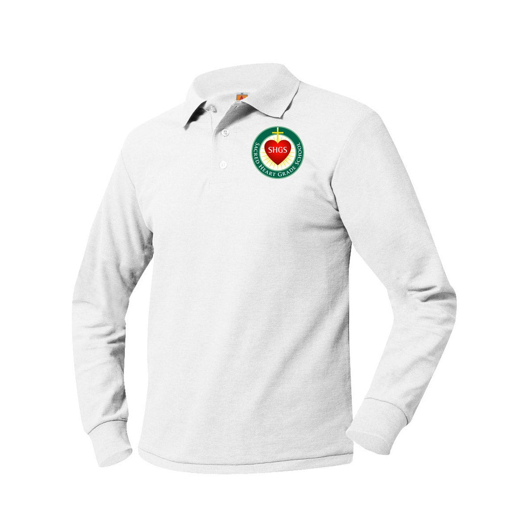 Sacred Heart Grade School White Long Sleeve Polo w/ Logo