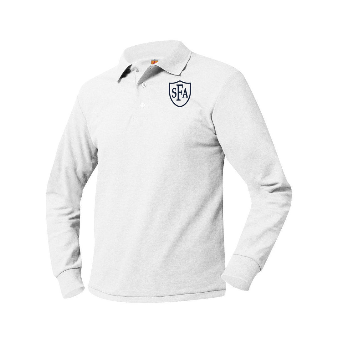 St. Francis of Assisi School White Long Sleeve Polo w/ Logo
