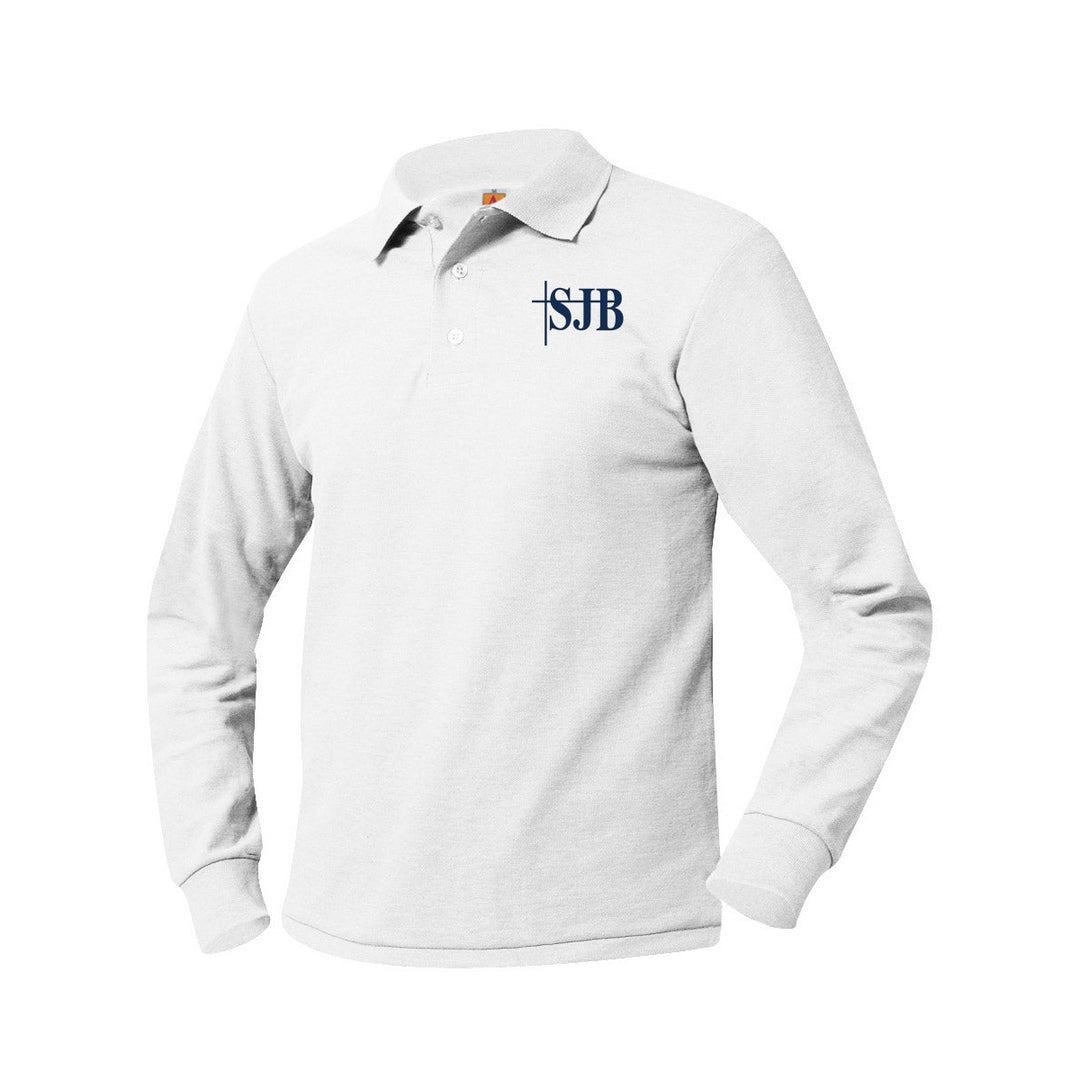 St. John the Baptist School White Long Sleeve Polo w/ Logo