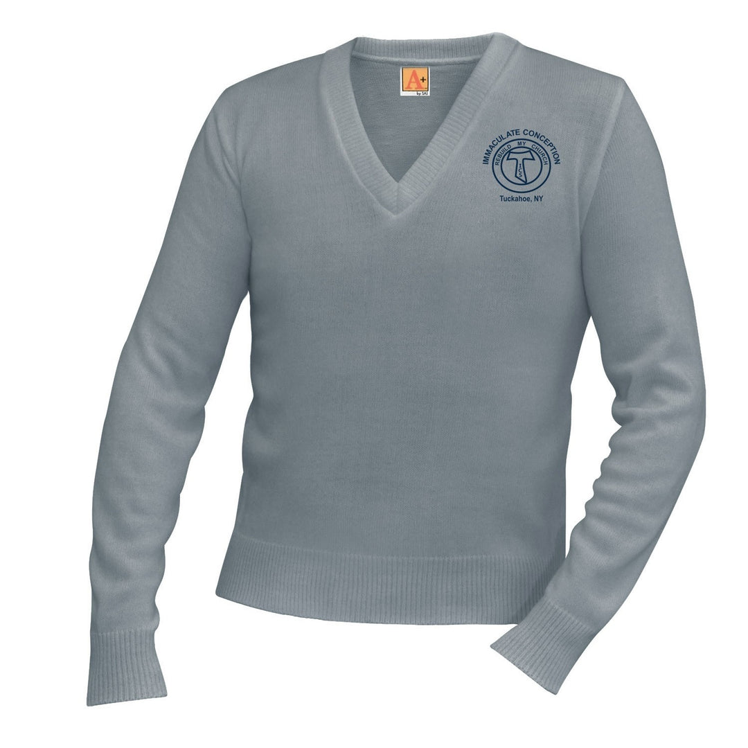 Immaculate Conception School Grey V-Neck w/ Logo