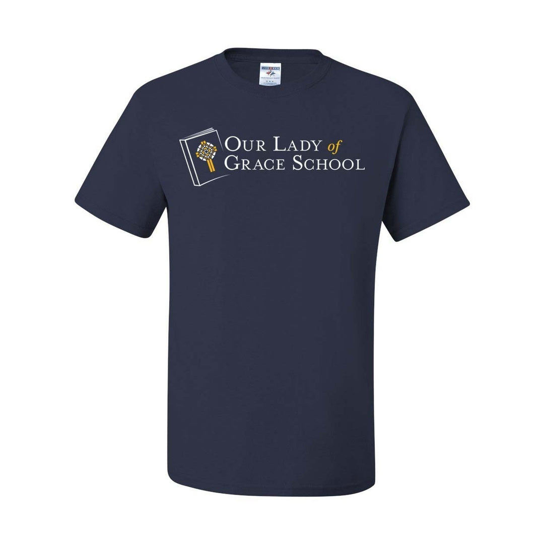 Our Lady of Grace School Navy Short Sleeve Gym T-Shirt w/ Logo