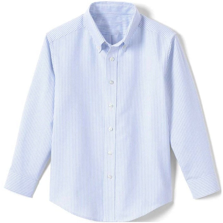 Oxford White with Navy Stripes Long Sleeve Dress Shirt