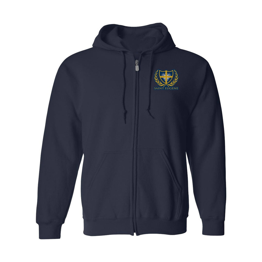 St. Eugene School Navy Gym Zip Hoodie w/ Logo