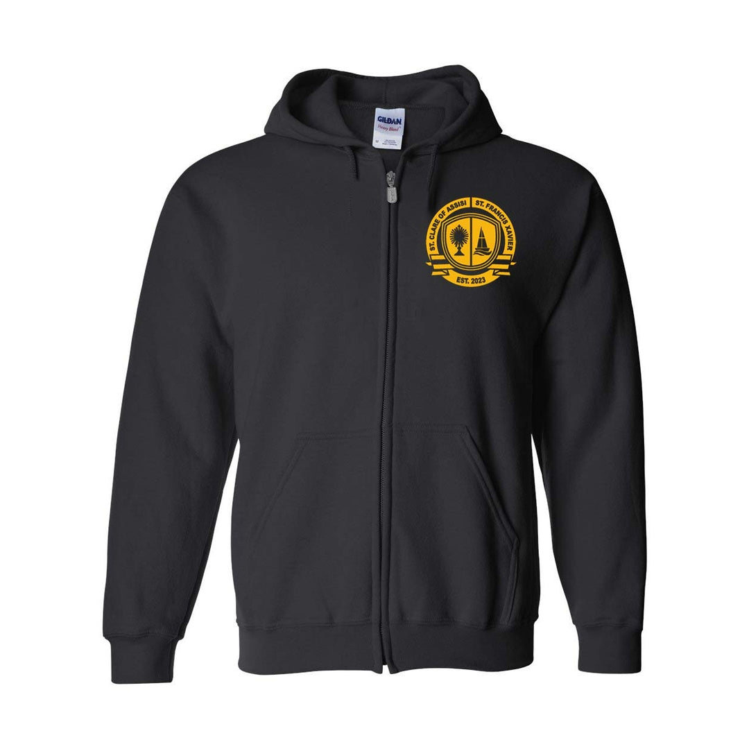 St. Clare of Assisi- St. Francis Xavier School Black Gym Zip Hoodie w/ Logo