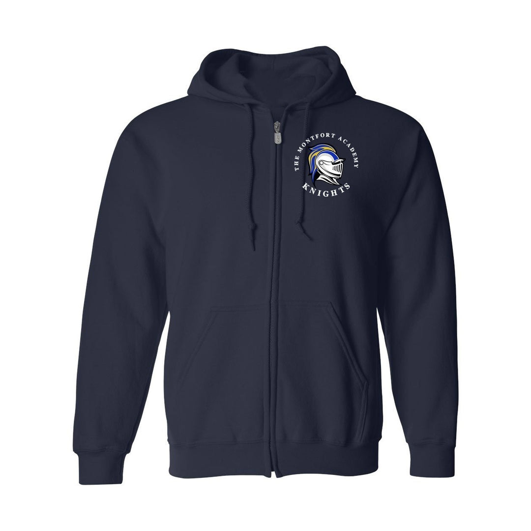 The Montfort Academy Navy Gym Zip Hoodie w/ Logo