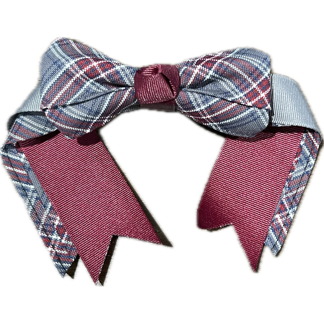4‑Looped Plaid Bow with Plaid &amp; Ribbon Streamer Tails