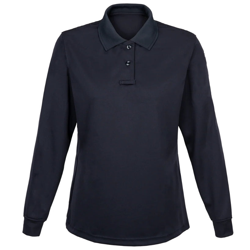 Dark Navy Cotton Long Sleeve Girls Fitted Polo