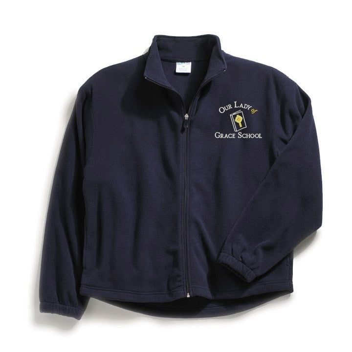 Our Lady of Grace School Navy Full Zip Fleece w/ Logo