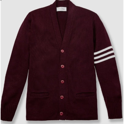 Wine with White Striped Varsity V-Neck