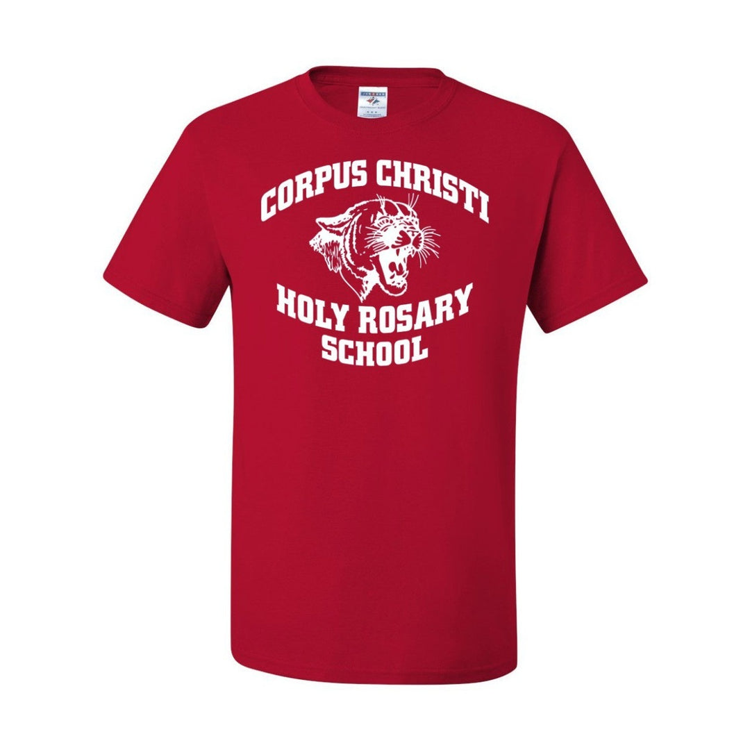 Corpus Christi- Holy Rosary School Spirit Short Sleeve T-Shirt w/ Jaguar Logo 
