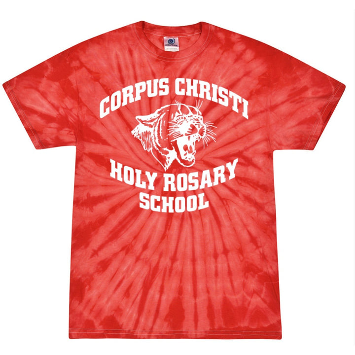 Corpus Christi-Holy Rosary School Spirit Tie Dye Short Sleeve T-Shirt w/ Jaguar Logo 