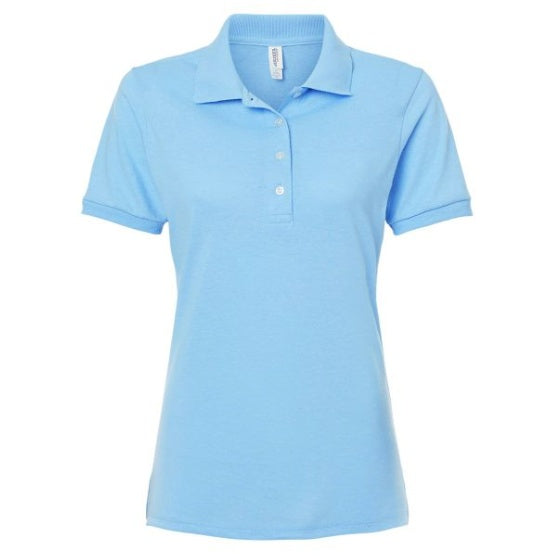 Light Blue Short Sleeve Girls Fitted Polo