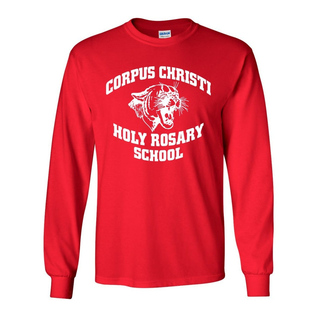 Corpus Christi-Holy Rosary School Spirit Long Sleeve T-shirt w/ Jaguar Logo 