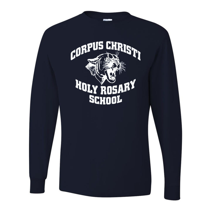 Corpus Christi-Holy Rosary School Spirit Long Sleeve T-shirt w/ Jaguar Logo 